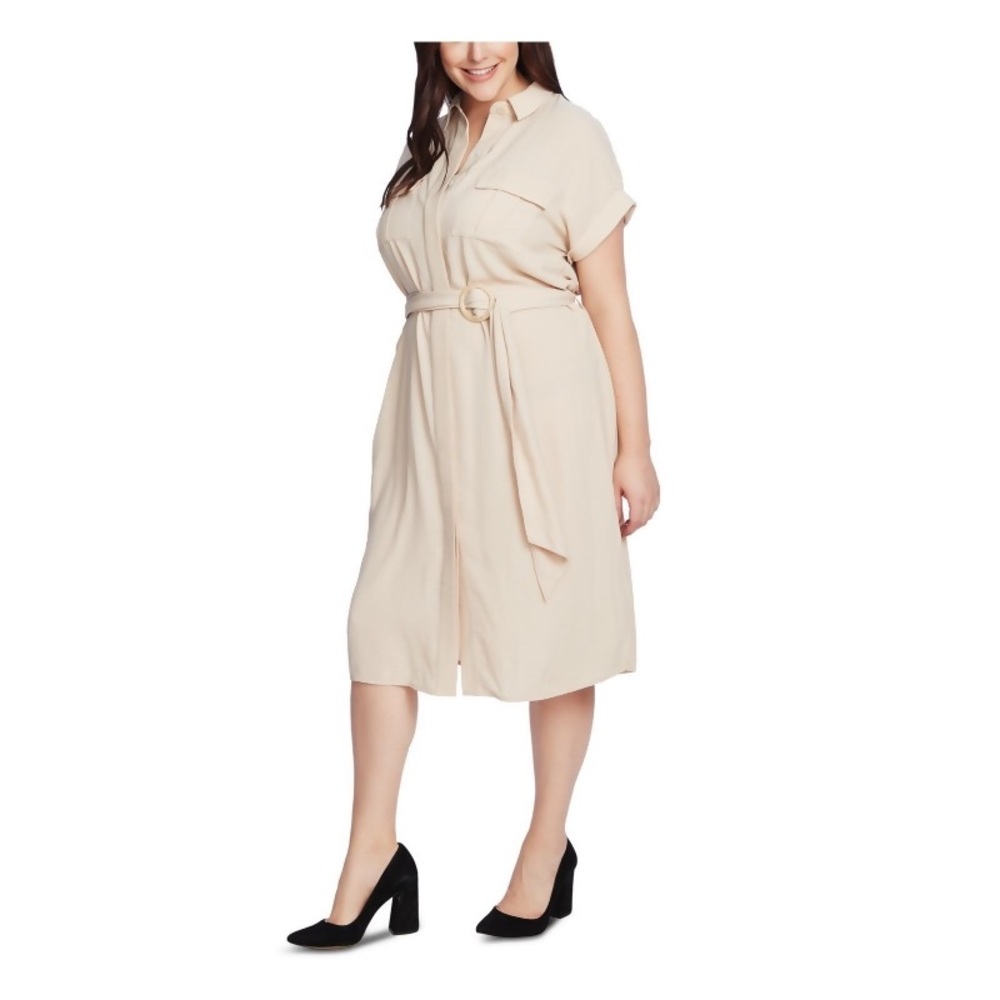 Vince Camuto Womens Plus Twill Office Shirtdress